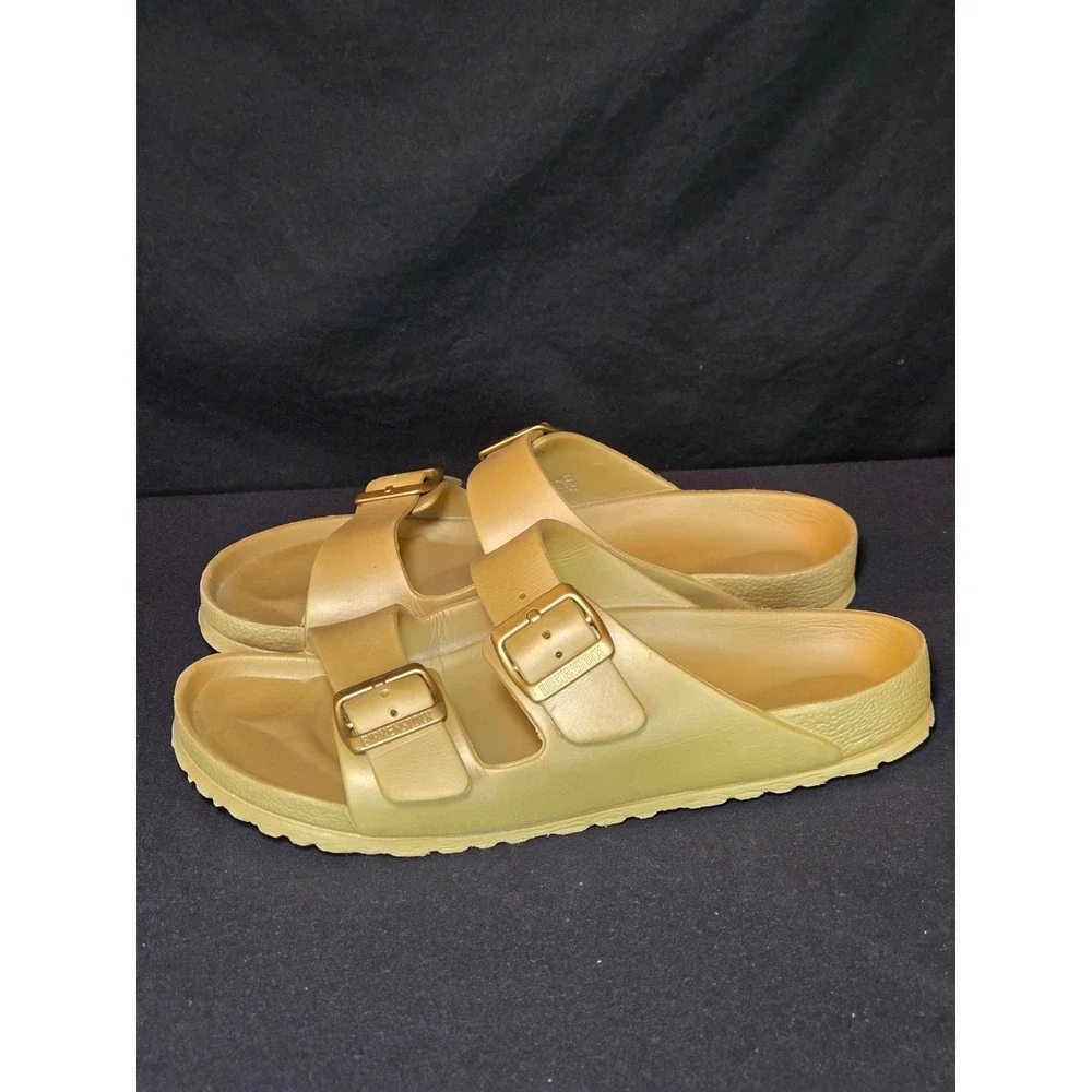 Birkenstock Arizona Birko Flor‎ Sandals Gold Metallic Unisex Size 42 EU 9 US Men
